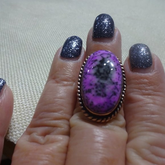 Gorgeous "DENDRITE OPAL" Handmade Copper Ring Size 7 #417B - Picture 2 of 3